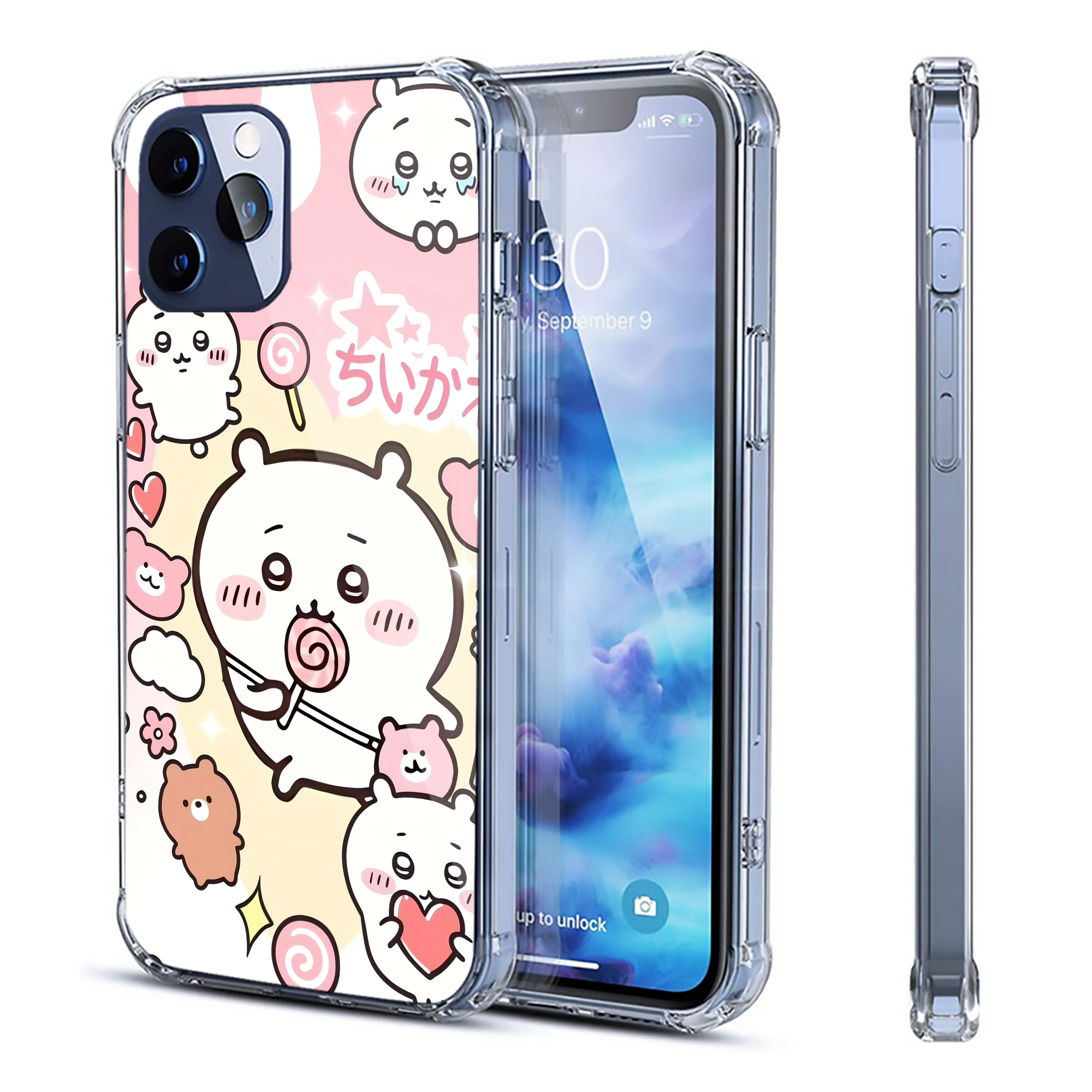 （画像用） ちいかわ Chii-kawa 【iPhone 12シリーズ対応】透明スマホケース（クリアソフトケース）